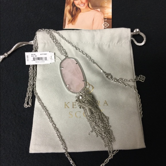 Kendra Scott Rose Quartz Rayne Necklace New - Picture 2 of 6